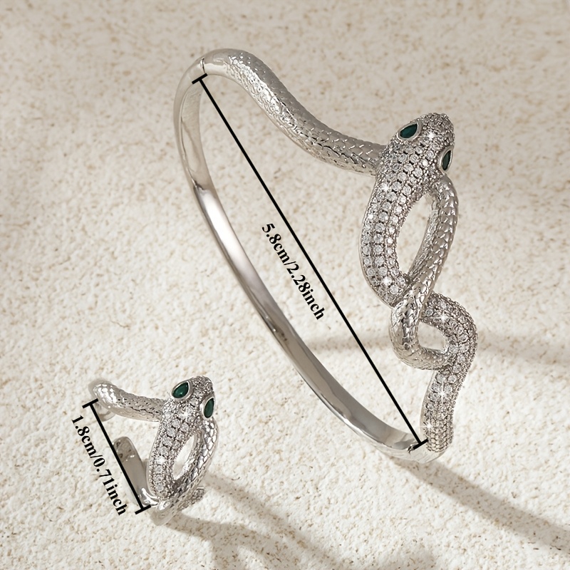 Women's Retro Court Snake Bracelet and Ring Set